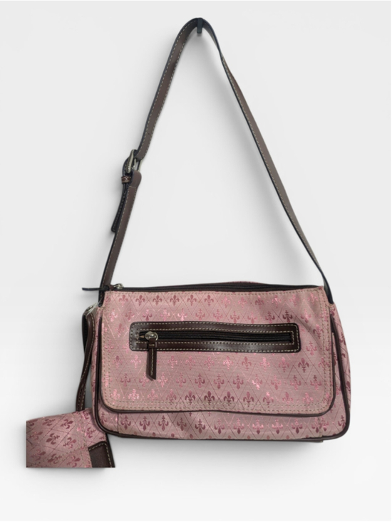 Crazy Horse Handbags - Crazy Horse Liz Claiborne NWT Fleur-de-lis Shoulder Bag Pink & Brown